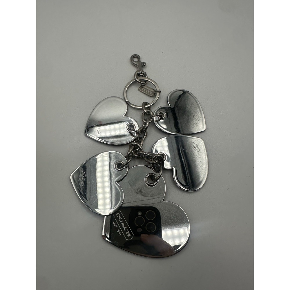 Coach Vintage Y2K Multicolor Heart Bag Charm FOB collectible Key Ring Silver - Picture 5 of 7
